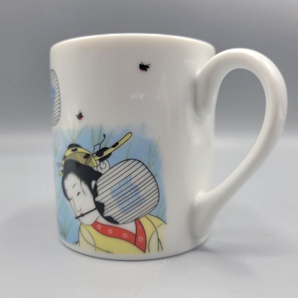 Japanese Porcelain Coffee Tea Mug With Geisha Dancer Design Made in Japan - Picture 2 of 12